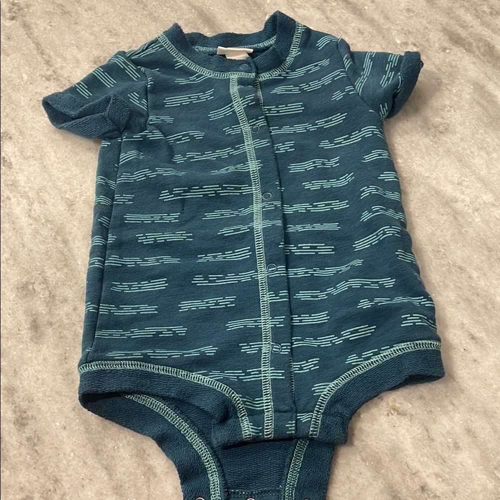 Teal Striped Kids One Piece